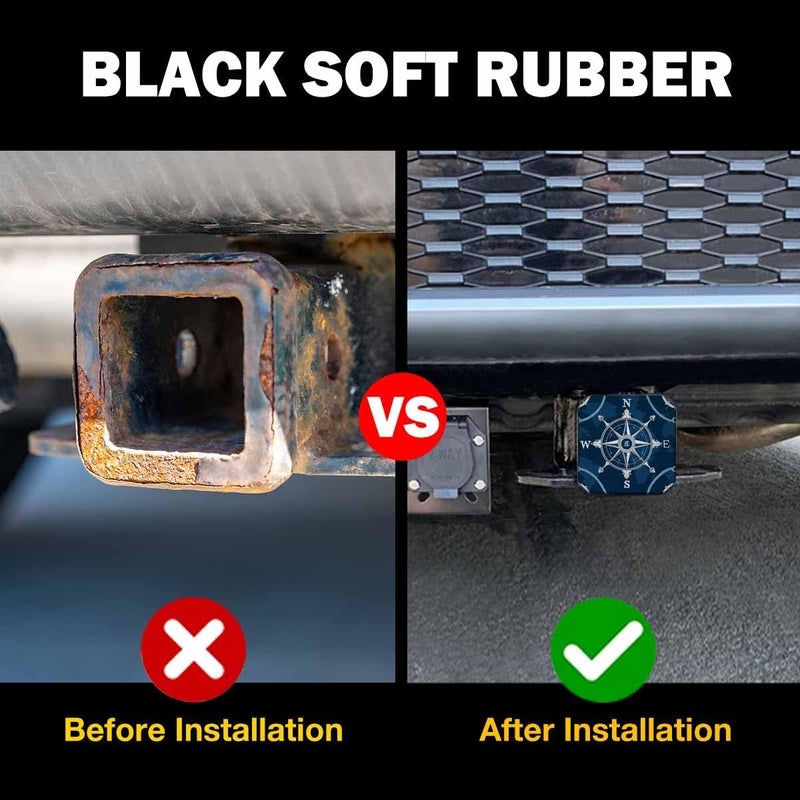 Beabes Trailer Hitch Covers Compass, World Map Nautical Wind Rose Compass Rope Knots Anti-Loss Hitch Cover Fits 2" Hitch Receivers for Trucks, Tough Receiver Tube Hitch Cover Plug for Cars, Blue - Image 5